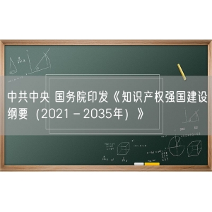 中共中央 国务院印发《知识产权强国建设纲要（2021－2035年）》