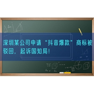 深圳某公司申请“抖音爆款”商标被驳回，起诉国知局！