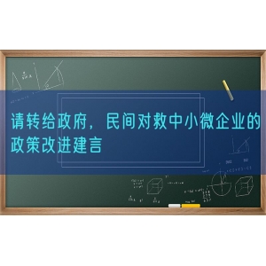 请转给政府，民间对救中小微企业的政策改进建言