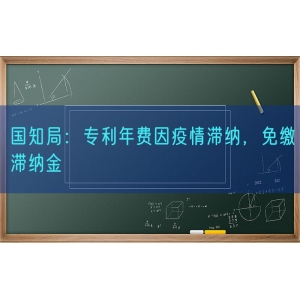 国知局：专利年费因疫情滞纳，免缴滞纳金