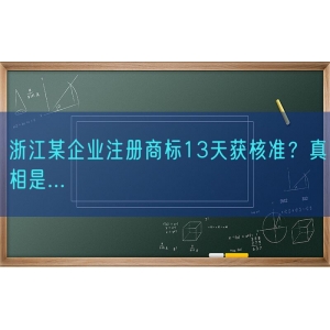 浙江某企业注册商标13天获核准？真相是...