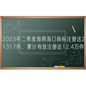 2023年二季度海南海口商标注册达21317件，累计有效注册近12.4万件